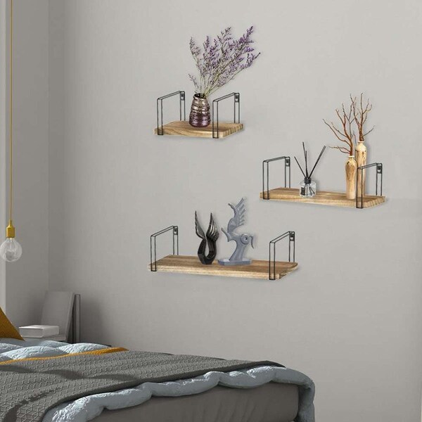 Aleko ALEKO WFS33UNB Rustic Wood Wall Mount Storage Floating Shelves